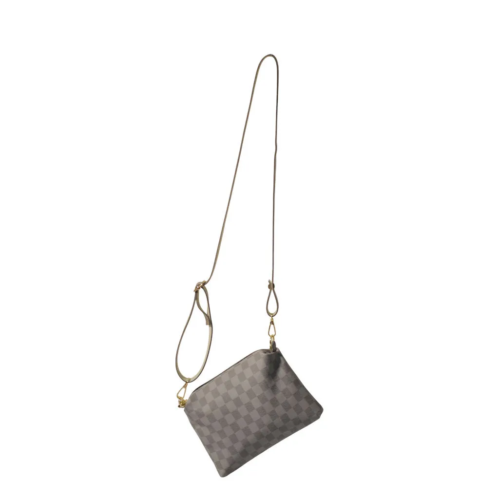Grey Check with Black Contrast Checkered tote bag