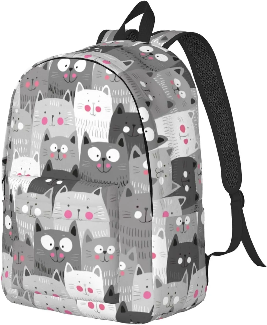 Grey Cute Cats Backpack 15.7 Inch Laptop Backpack Travel Hiking Daypack Multipurpose Bookbag For Men Women