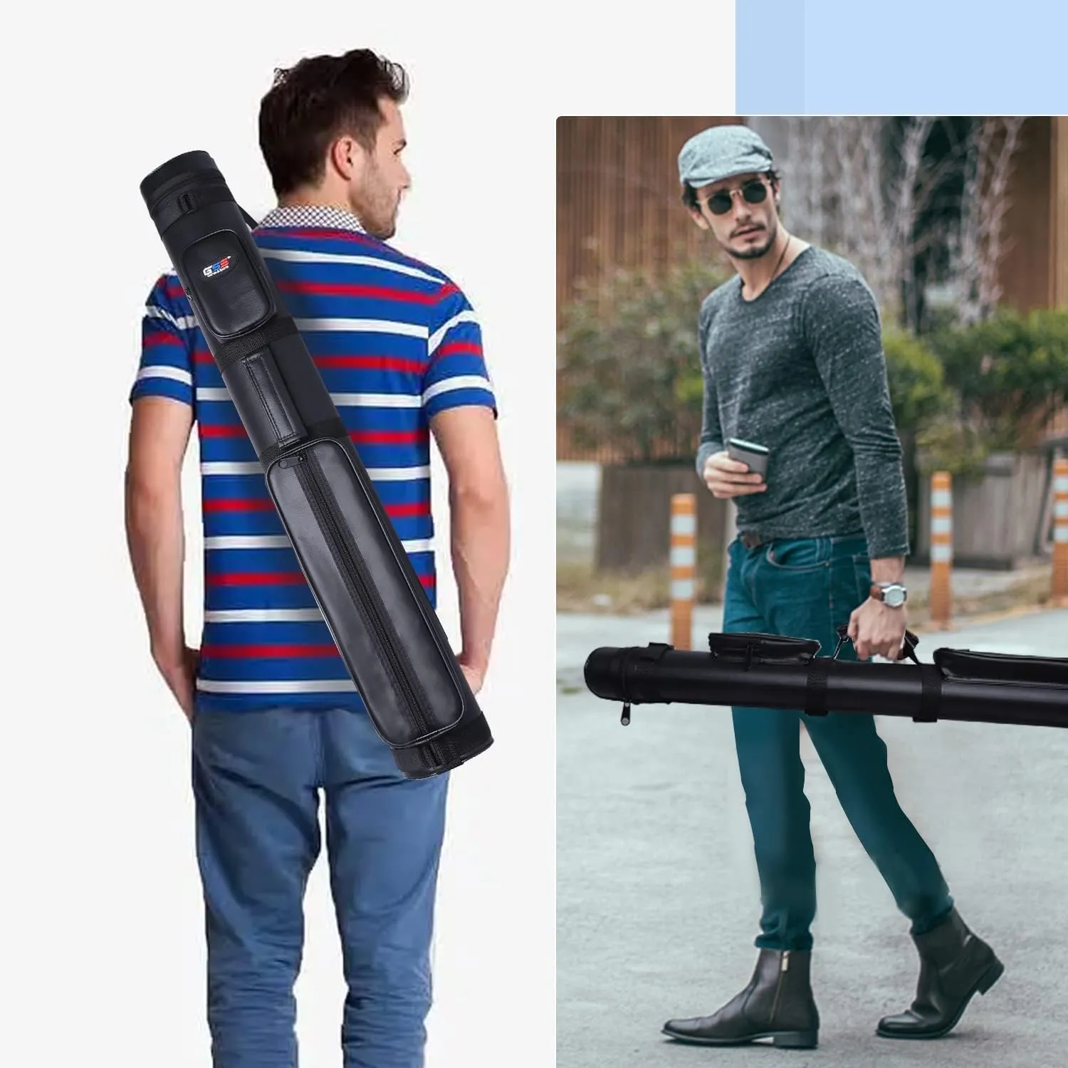 GSE Games & Sports Expert 2x2 Deluxe Hard Billiard Pool Cue Stick Carrying Case, Billiard Cue Case, Billiards Accessories (Several Colors Available)