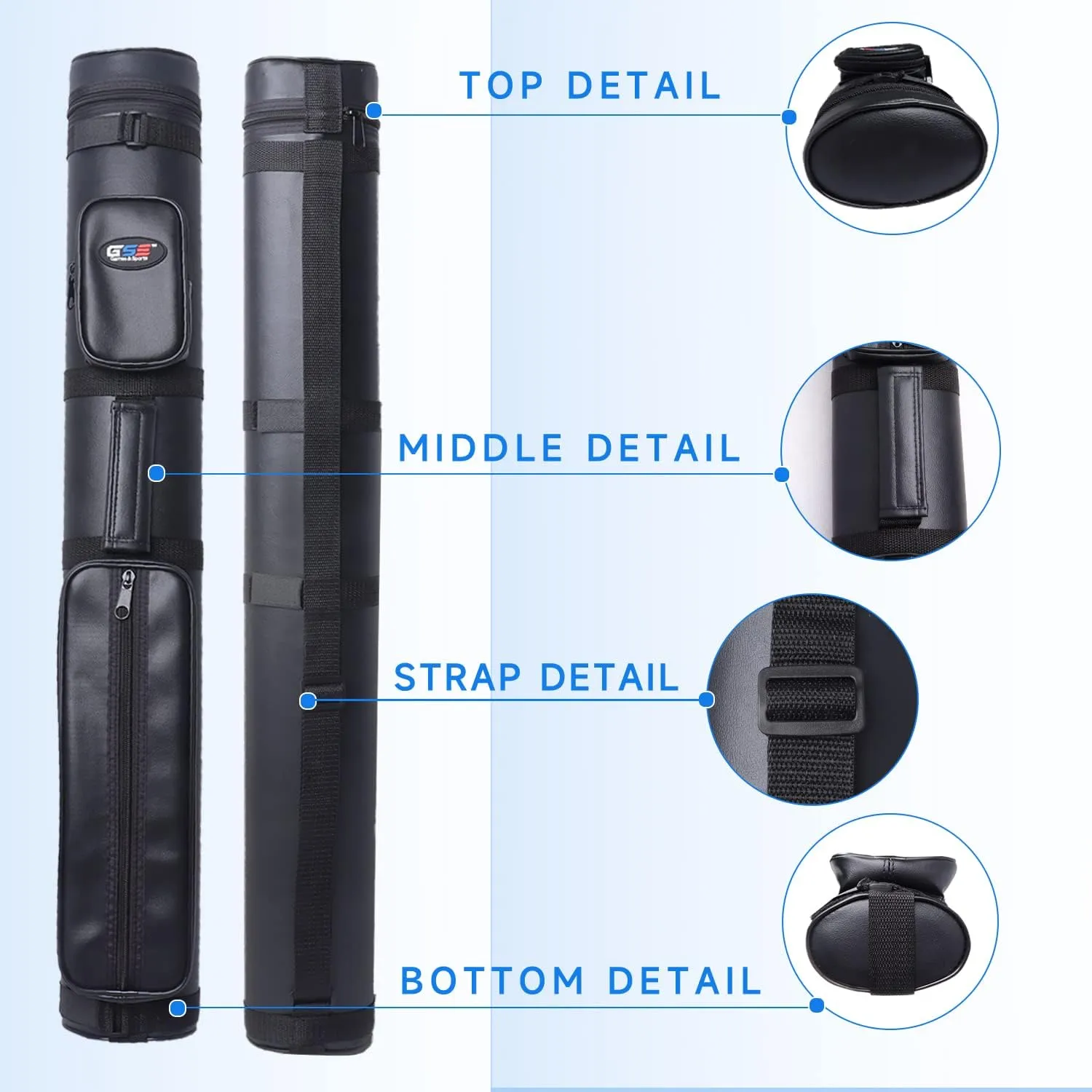 GSE Games & Sports Expert 2x2 Deluxe Hard Billiard Pool Cue Stick Carrying Case, Billiard Cue Case, Billiards Accessories (Several Colors Available)