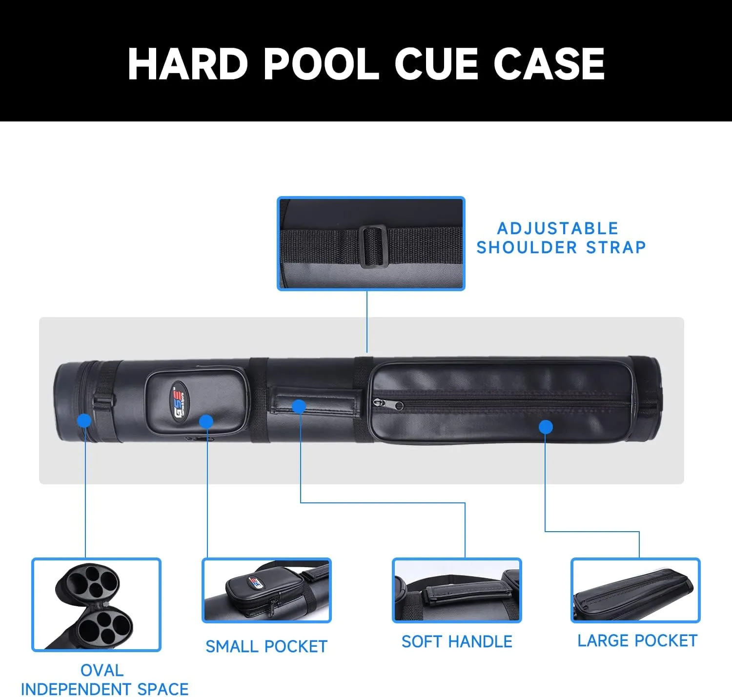 GSE Games & Sports Expert 2x2 Deluxe Hard Billiard Pool Cue Stick Carrying Case, Billiard Cue Case, Billiards Accessories (Several Colors Available)