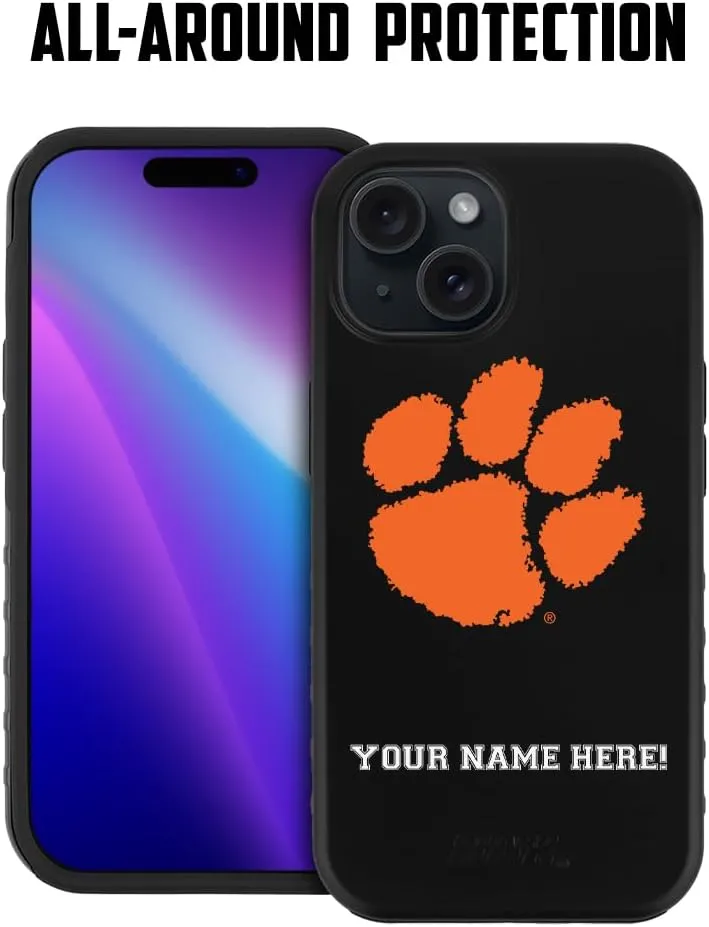 Guard Dog Case Compatible with iPhone 14 - Military Grade - Rugged Two Piece Protection - Collegiate Licensed - Clemson Tigers - Personalized