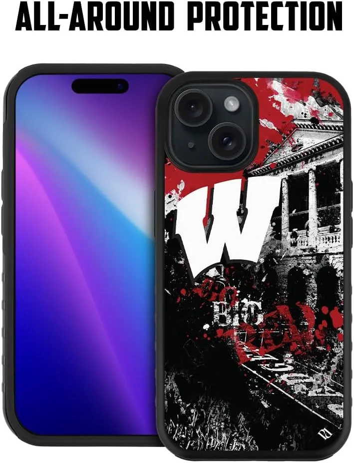 Guard Dog Case Compatible with iPhone 15 Plus - Compatible with MagSafe - Military Grade - Rugged Two Piece Protection - Collegiate Licensed - Wisconsin Badgers - by Paulson Designs