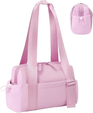 Gym Bag, Waterproof Multi-Pocket Compartment Duffel Bag With Adjustable Strap, 4.5 * 7 * 12 In Dry & Wet Separation Design, Pink, Portable Small Gym Tote Bag For Women & Men, Travel & Outdoor
