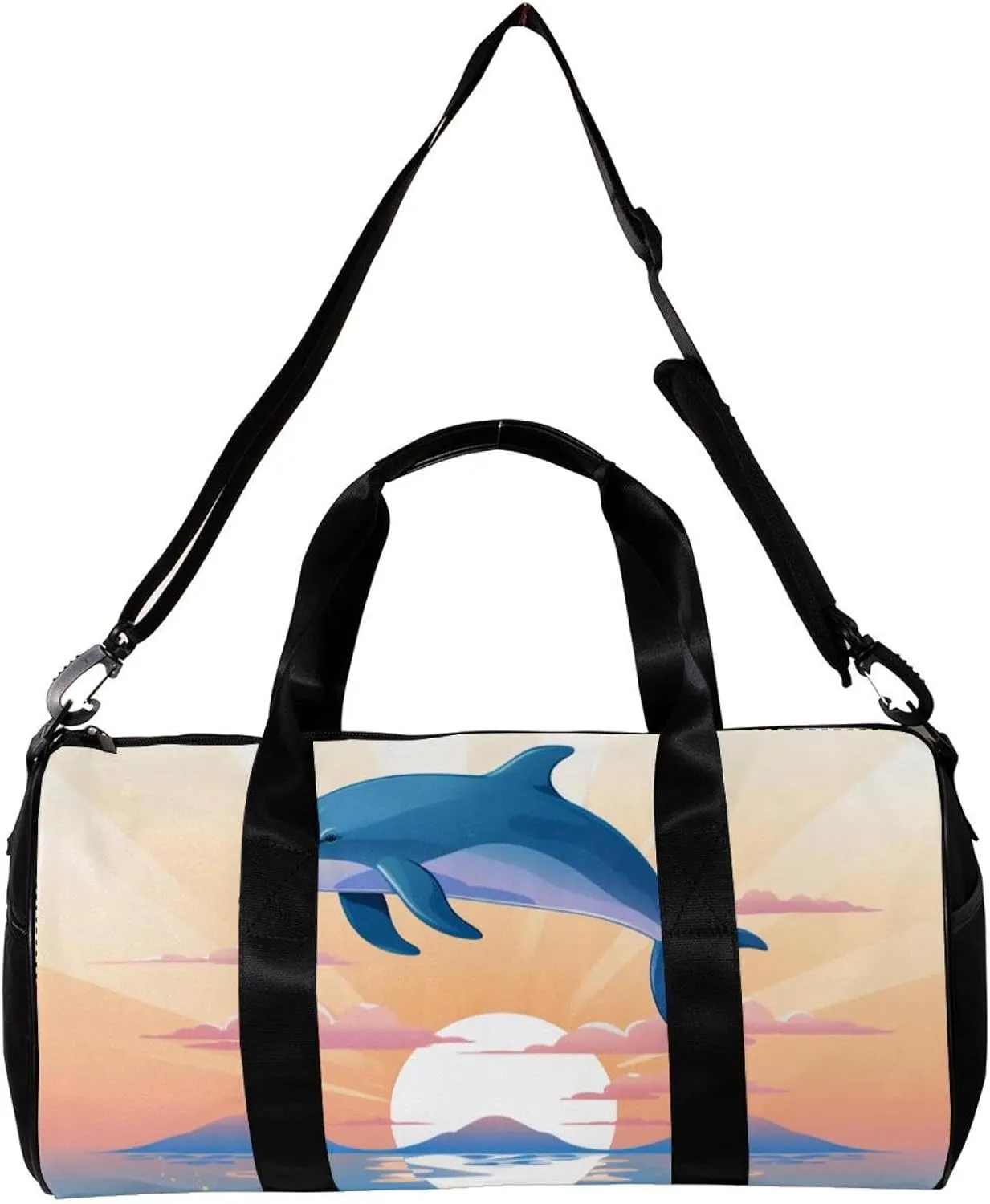 Gym Bags for Women,Duffle Bag for Travel,Sea Dolphins Jumping Moon,Gym Bag for Men
