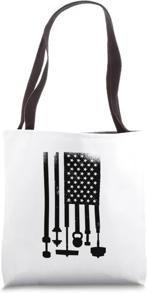 Gym Workout Funny - Lifting Weights US Flag Tote Bag