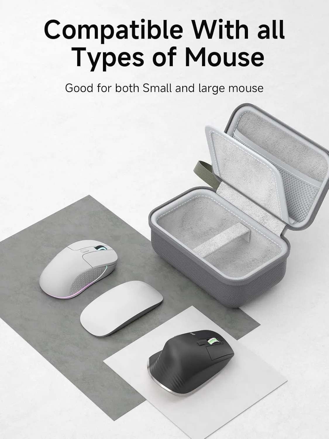 Hagibis Mouse Storage Case, Electronic Organizer Travel Bag, Portable Carry Case for Wireless Mouse Cable Charger Power Bank Hardshell (Grey)