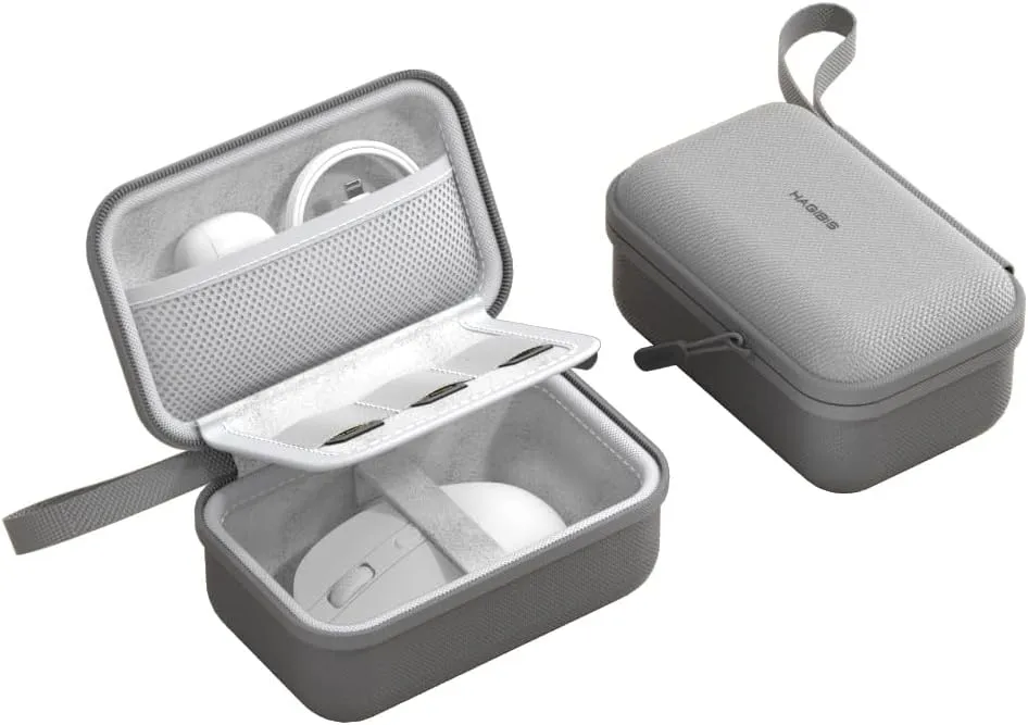 Hagibis Mouse Storage Case, Electronic Organizer Travel Bag, Portable Carry Case for Wireless Mouse Cable Charger Power Bank Hardshell (Grey)