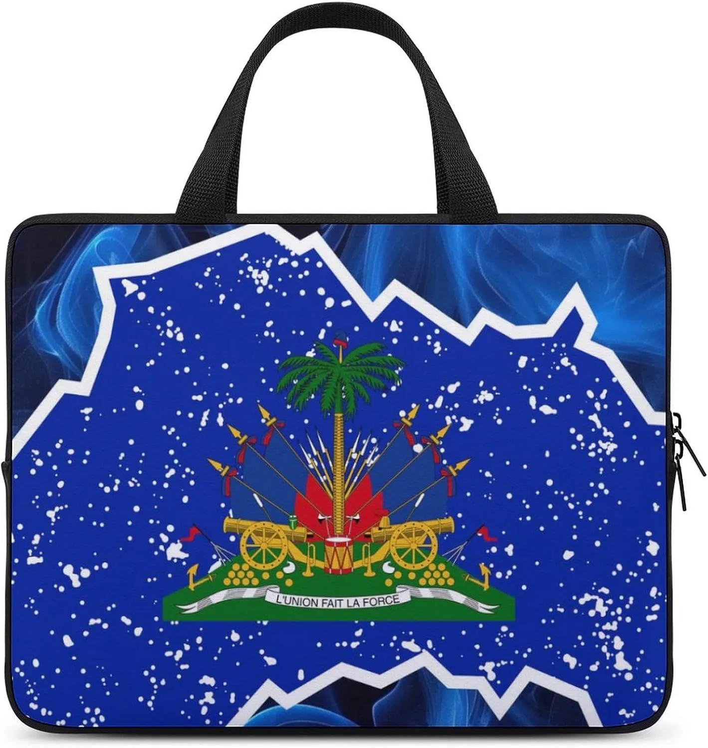 Haiti Flag Smoke Island Laptop Bag Laptop Case Computer Messenger Bag with Adjustable Shoulder Strap