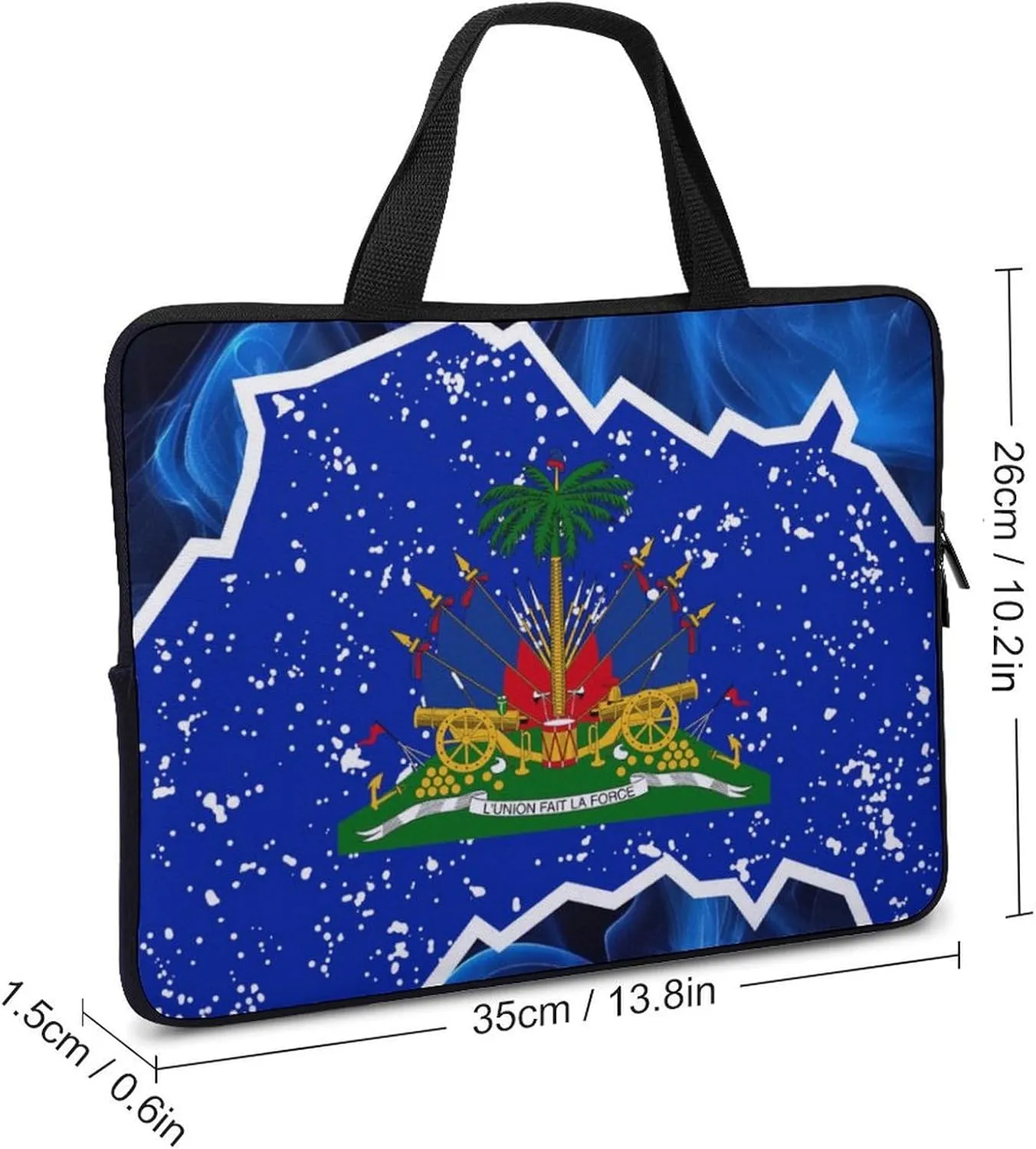 Haiti Flag Smoke Island Laptop Bag Laptop Case Computer Messenger Bag with Adjustable Shoulder Strap