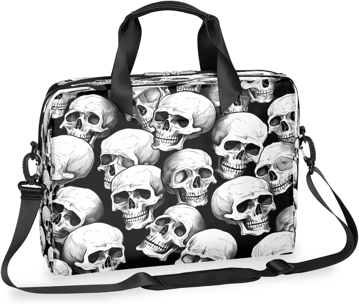 Halloween Skeleton Laptop Bag Carrying Case 15.6 Inch Laptop Briefcase Messenger Shoulder Bag for Tablet Computer Bag for Travle Business Men Women