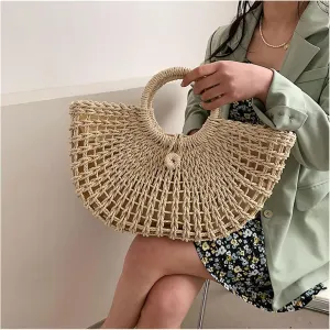 Handmade Bag Beach Bag Travel Handmade Handle Bag Rattan Shopping Basket Bag