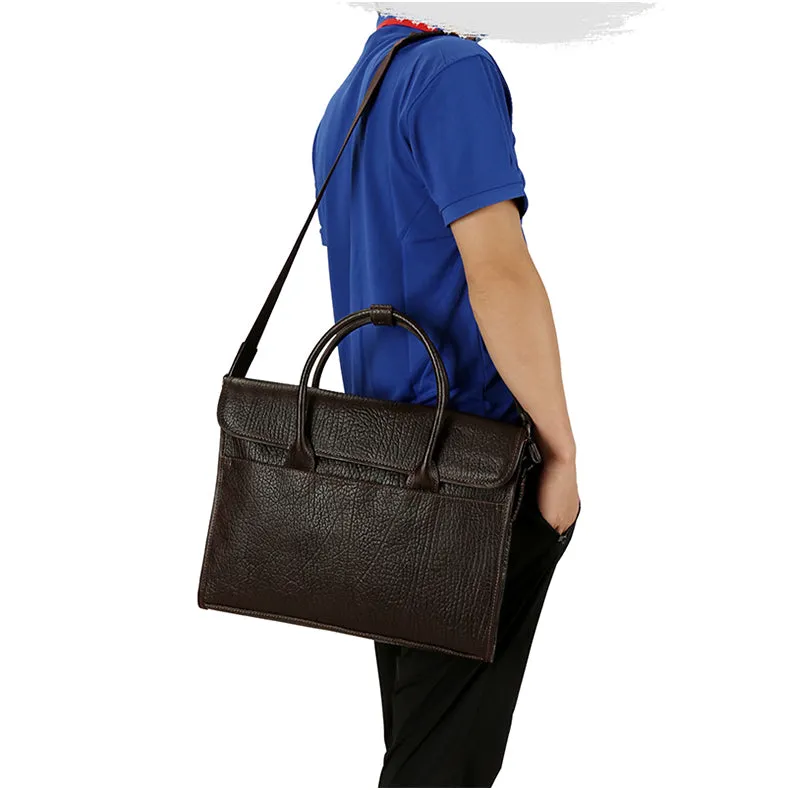 Handmade Vintage Waterproof Leather Crossbody Messenger Bag for Men