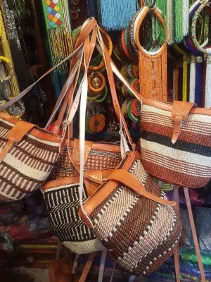 Handmade Woven Sisal Sling Bag - Boho Eco-Friendly Crossbody Bag | Sustainable Natural Fiber Purse | African Artisan Handcrafted Bag