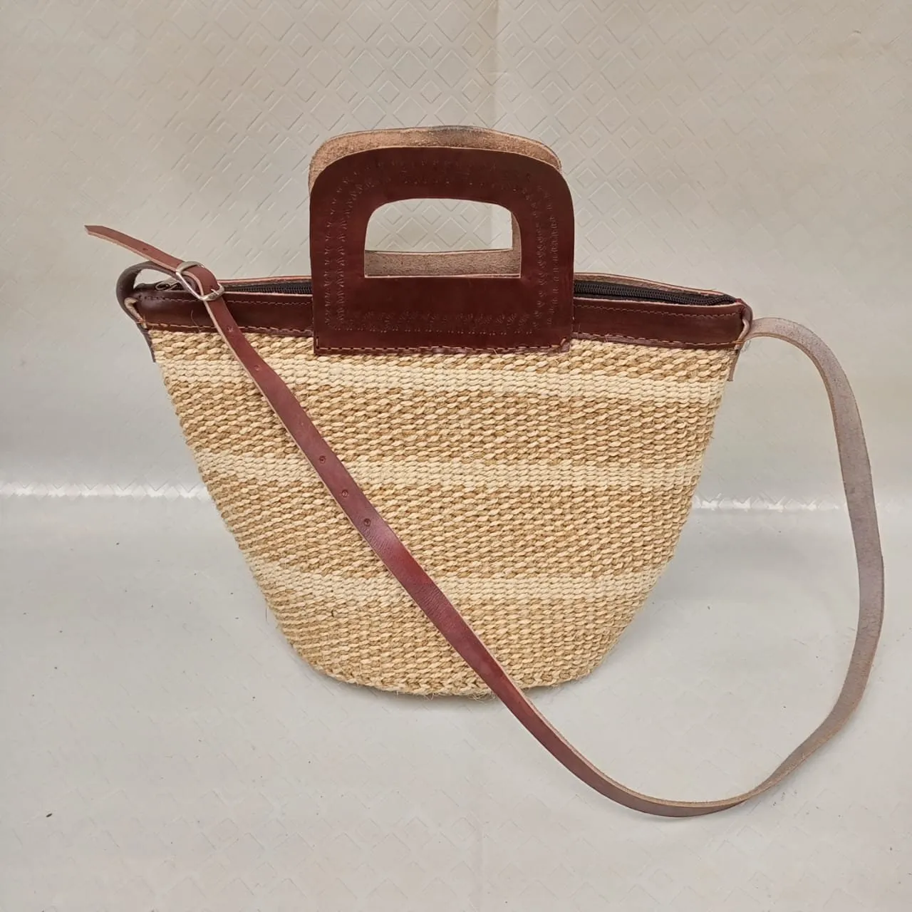 Handmade Woven Sisal Sling Bag - Boho Eco-Friendly Crossbody Bag | Sustainable Natural Fiber Purse | African Artisan Handcrafted Bag