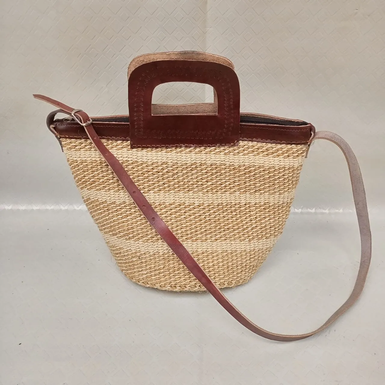 Handmade Woven Sisal Sling Bag - Boho Eco-Friendly Crossbody Bag | Sustainable Natural Fiber Purse | African Artisan Handcrafted Bag