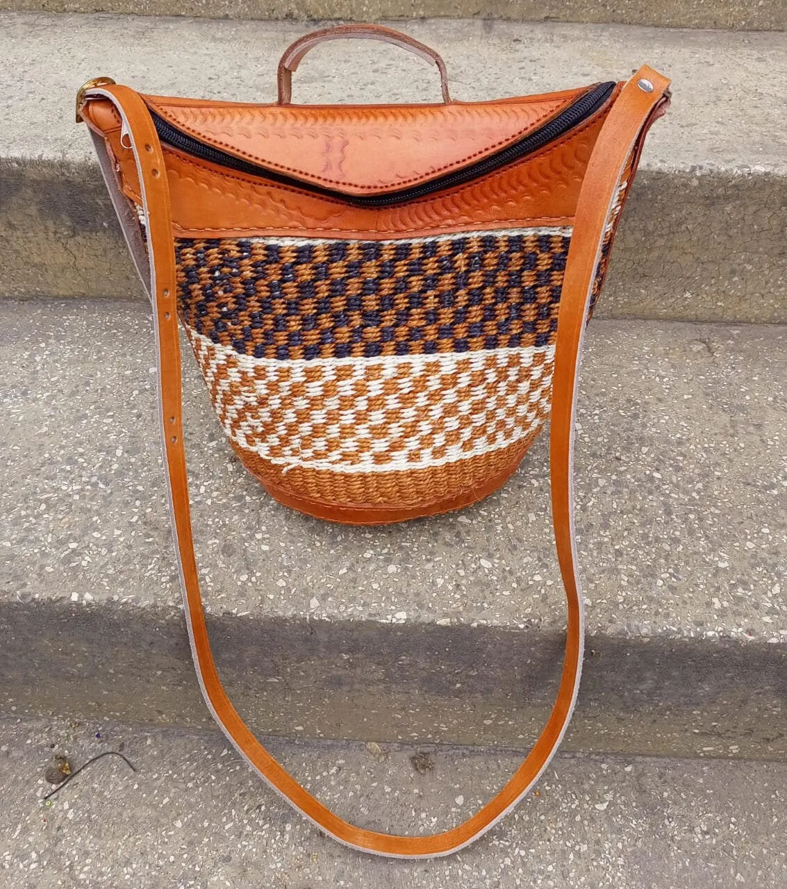 Handmade Woven Sisal Sling Bag - Boho Eco-Friendly Crossbody Bag | Sustainable Natural Fiber Purse | African Artisan Handcrafted Bag