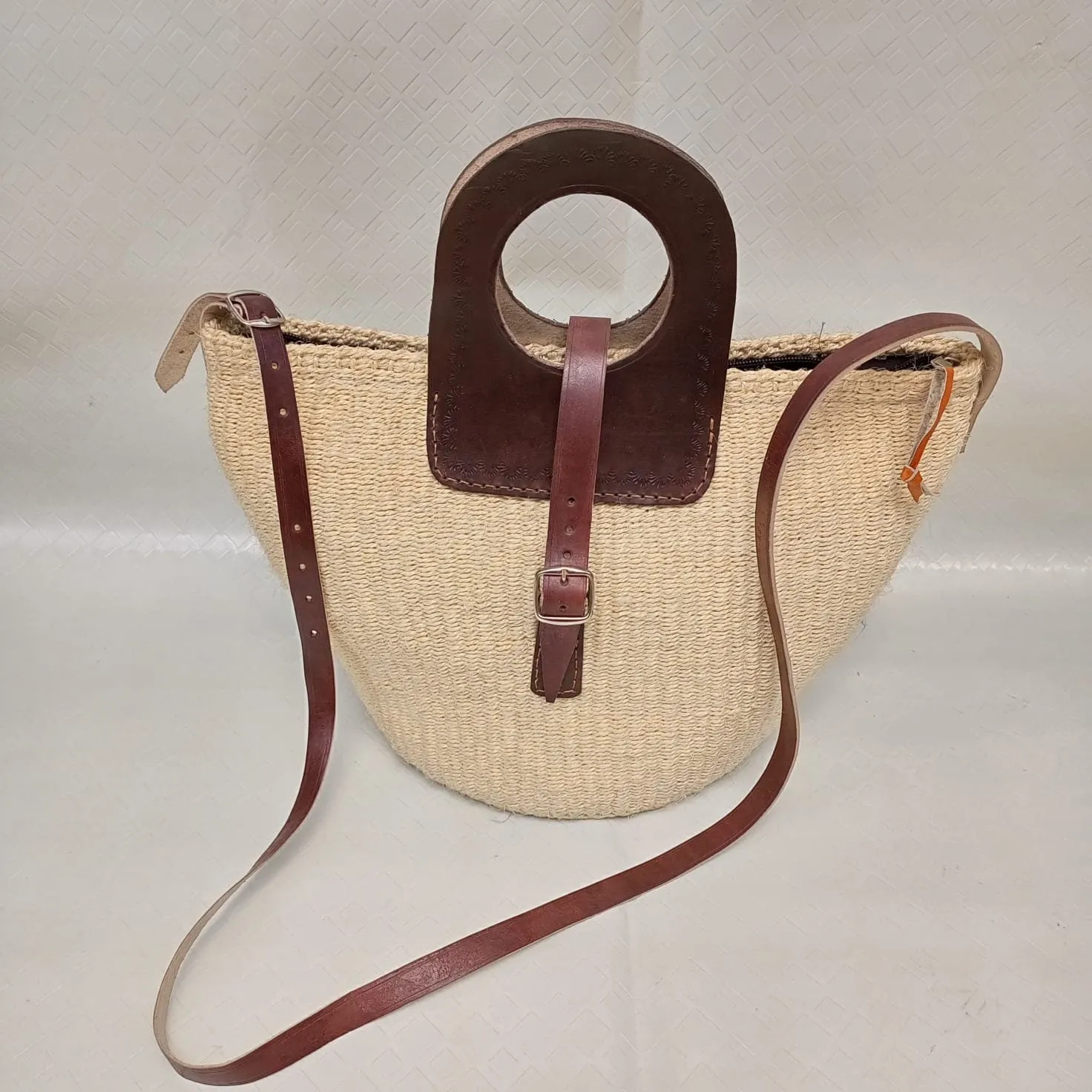 Handmade Woven Sisal Sling Bag - Boho Eco-Friendly Crossbody Bag | Sustainable Natural Fiber Purse | African Artisan Handcrafted Bag
