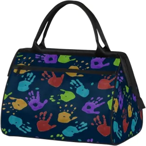 Handprints Grunge Weekender Bags for Women 25L Small Travel Duffel Bag Teen Girl Novelty Overnight Tote Bags Ladies Gym Duffle Carry On Bag