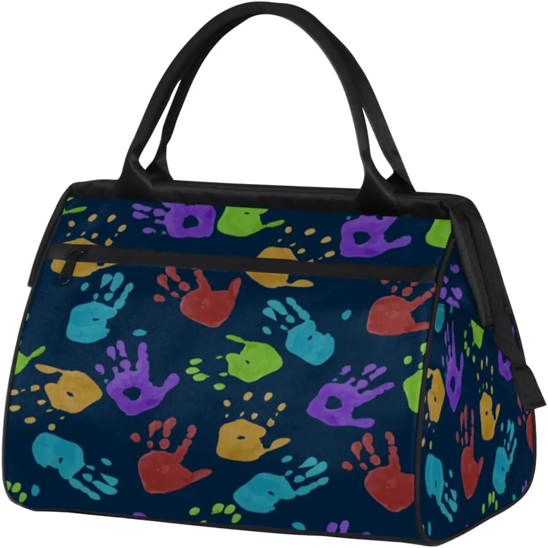 Handprints Grunge Weekender Bags for Women 25L Small Travel Duffel Bag Teen Girl Novelty Overnight Tote Bags Ladies Gym Duffle Carry On Bag