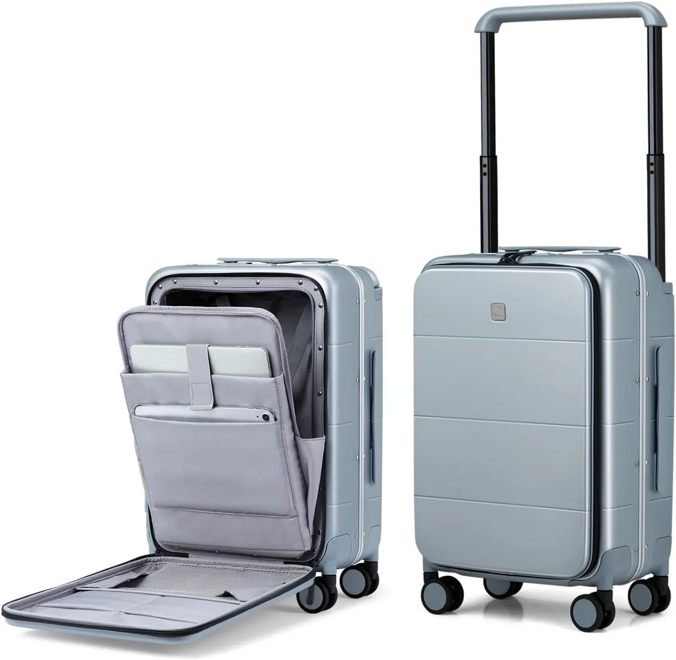 Hanke 20 Inch Carry On Luggage Airline Approved Hard Shell Suitcase with Spinner Wheels TSA Luggage Travel Suitcases Wide Handle for Men Women(Grey)