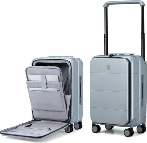 Hanke 20 Inch Carry On Luggage Airline Approved Hard Shell Suitcase with Spinner Wheels TSA Luggage Travel Suitcases Wide Handle for Men Women(Grey)