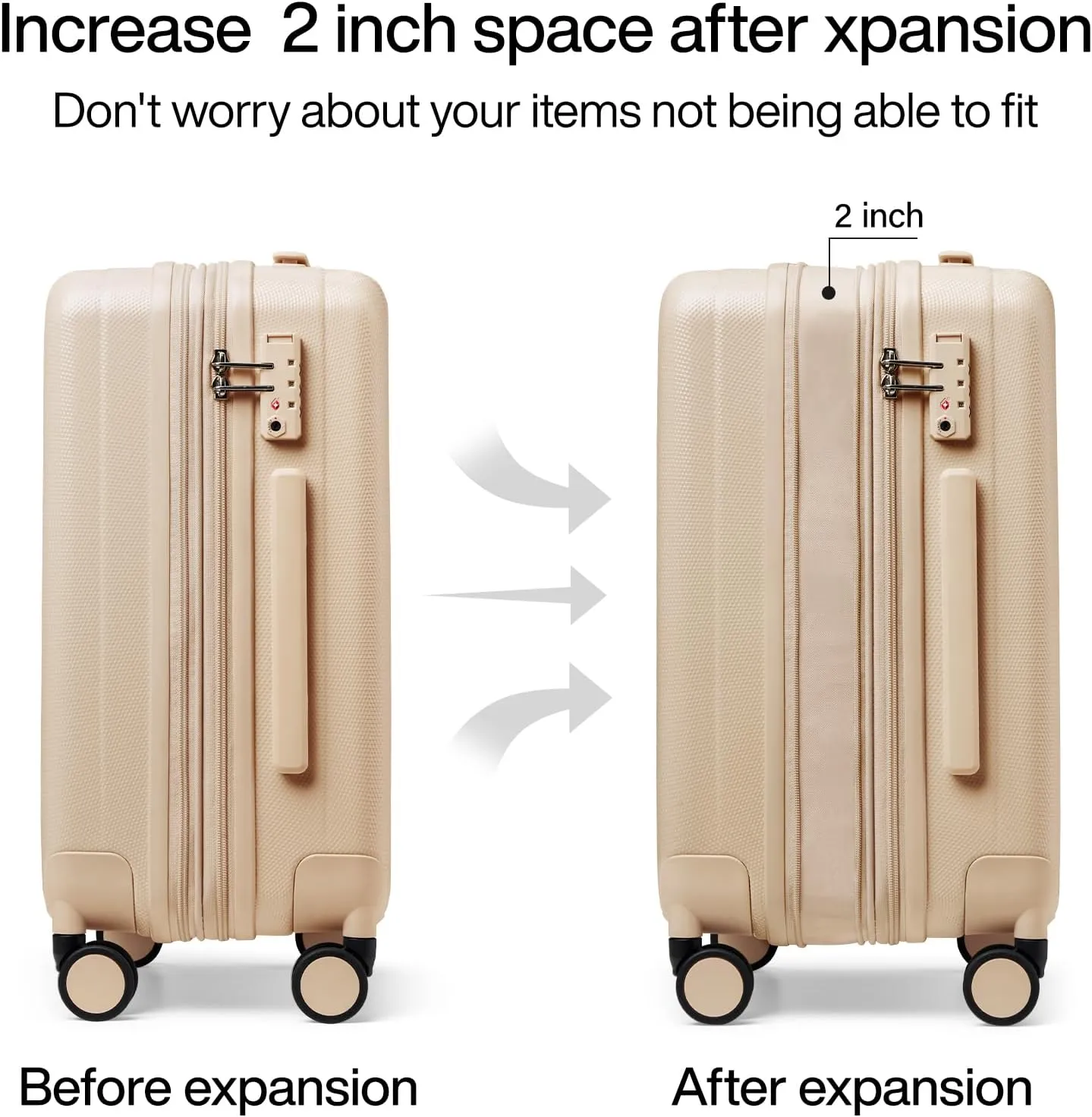 Hanke 29 Inch Expandable Checked Luggage Lightweight PC Hard Case Luggage Suitcases with Wheels Travel Luggage Rolling Large Suitcase Travel Luggage Bag for Study Abroad.(Cuba Sand Pink)