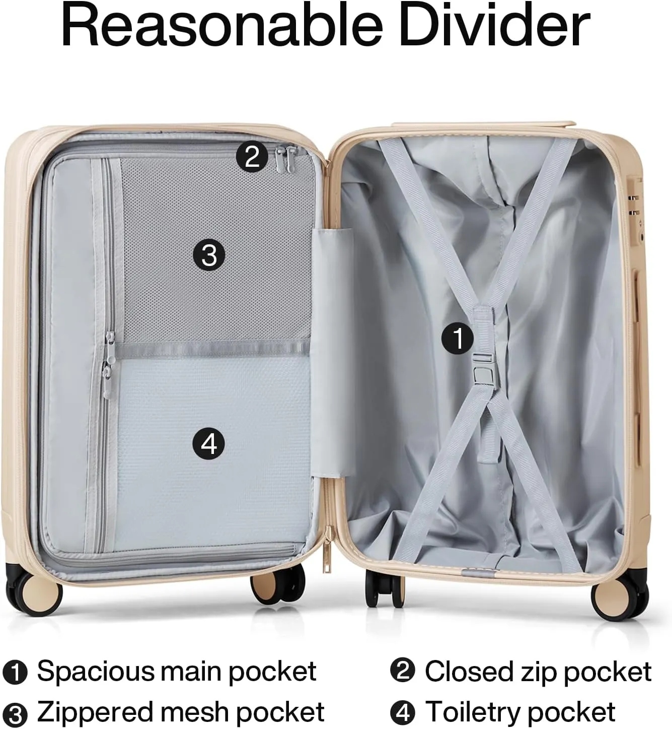 Hanke 29 Inch Expandable Checked Luggage Lightweight PC Hard Case Luggage Suitcases with Wheels Travel Luggage Rolling Large Suitcase Travel Luggage Bag for Study Abroad.(Cuba Sand Pink)
