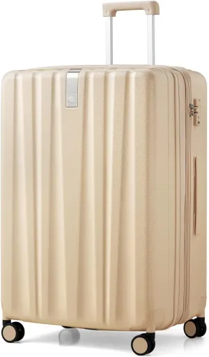 Hanke 29 Inch Expandable Checked Luggage Lightweight PC Hard Case Luggage Suitcases with Wheels Travel Luggage Rolling Large Suitcase Travel Luggage Bag for Study Abroad.(Cuba Sand Pink)