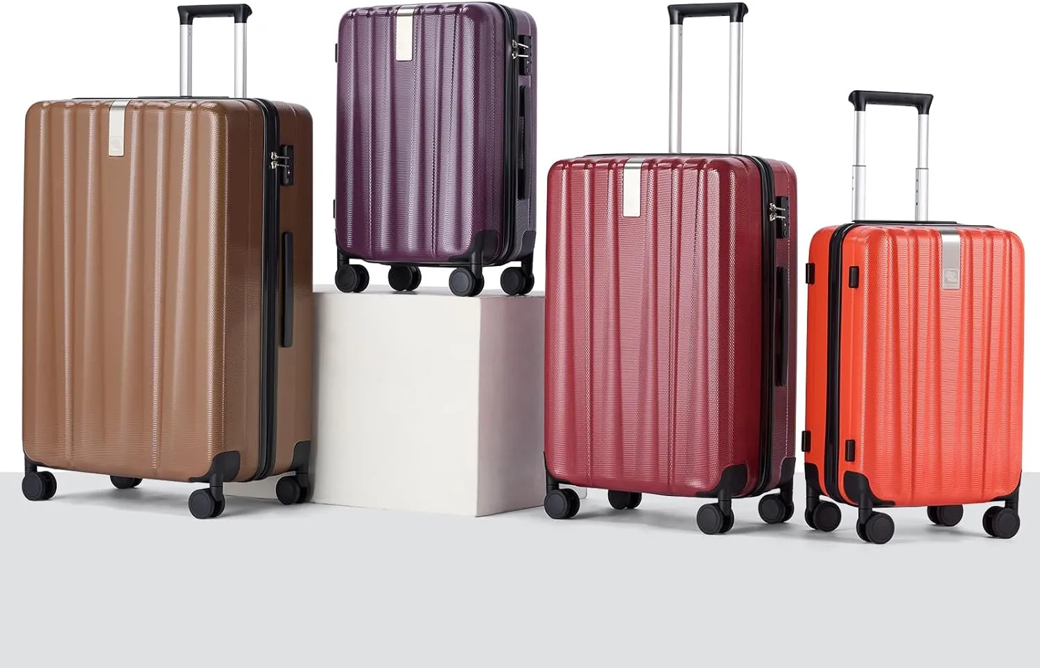 Hanke 29 Inch Expandable Checked Luggage Lightweight PC Hard Shell Luggage Suitcases with Wheels Tsa Luggage Rolling Large Suitcase Travel Luggage Bag for Study Abroad(Brown)