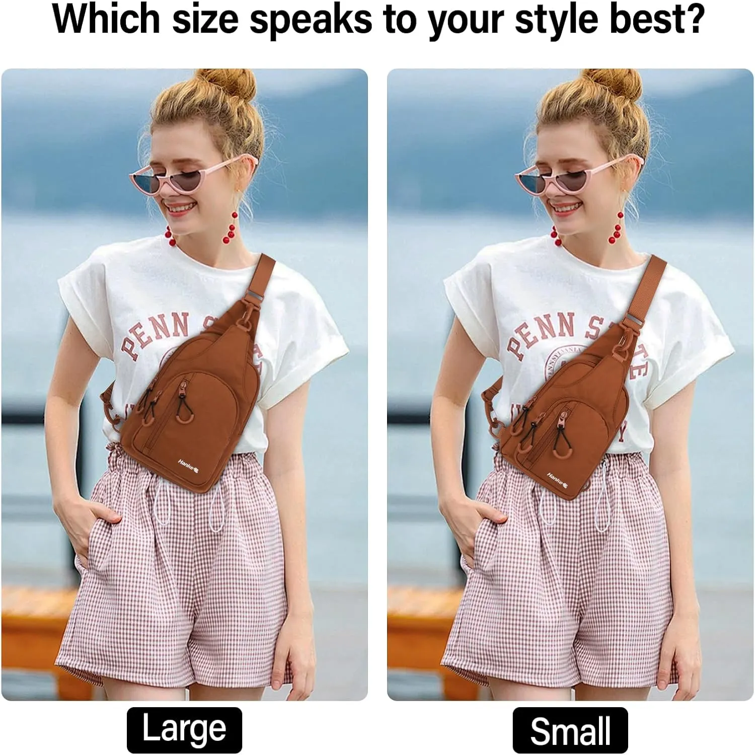 Hanke Crossbody Sling Bag for Women Men, Casual Cross Body Sling Bag, Lightweight Chest Bag for Outdoor Hiking Travel