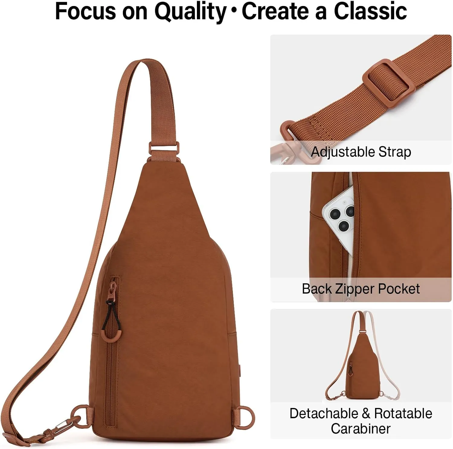 Hanke Crossbody Sling Bag for Women Men, Casual Cross Body Sling Bag, Lightweight Chest Bag for Outdoor Hiking Travel