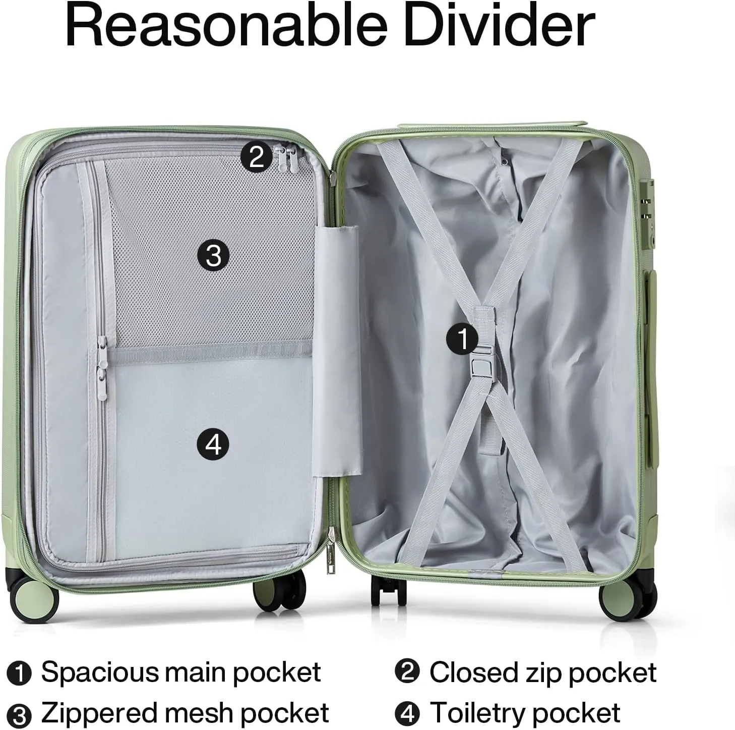 Hanke Expandable Hard Shell Luggage Sets 2 piece Carry on Luggage with Wheels Suitcases Lightweight Checked Travel Luggage Rolling Large Suitcase Travel Luggage Bag Woman Men 20/29 Inch(Bamboo Green)