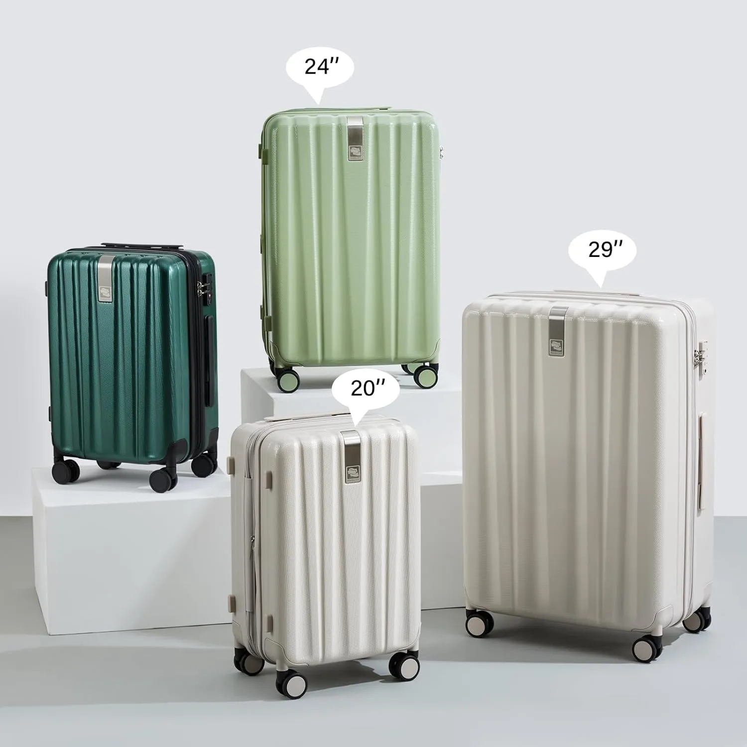 Hanke Expandable Hard Shell Luggage Sets 2 piece Carry on Luggage with Wheels Suitcases Lightweight Checked Travel Luggage Rolling Large Suitcase Travel Luggage Bag Woman Men 20/29 Inch(Bamboo Green)
