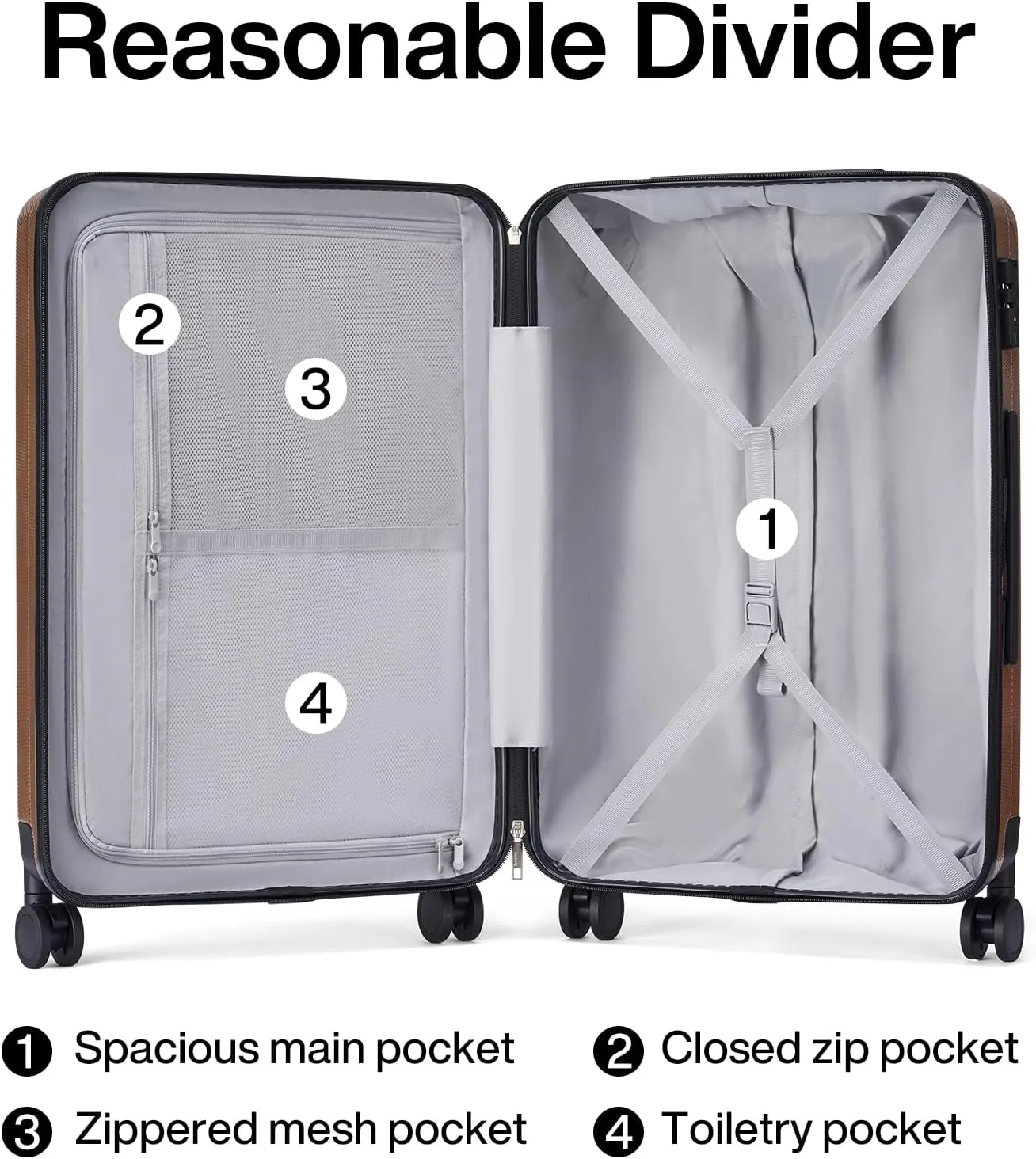 Hanke Luggage Sets 2 piece Carry On Luggage with Wheels PC Hard Shell Suitcases Lightweight Checked Travel Luggage Large Travel Suitcase Woman Men 20/29 Inch （Brown）