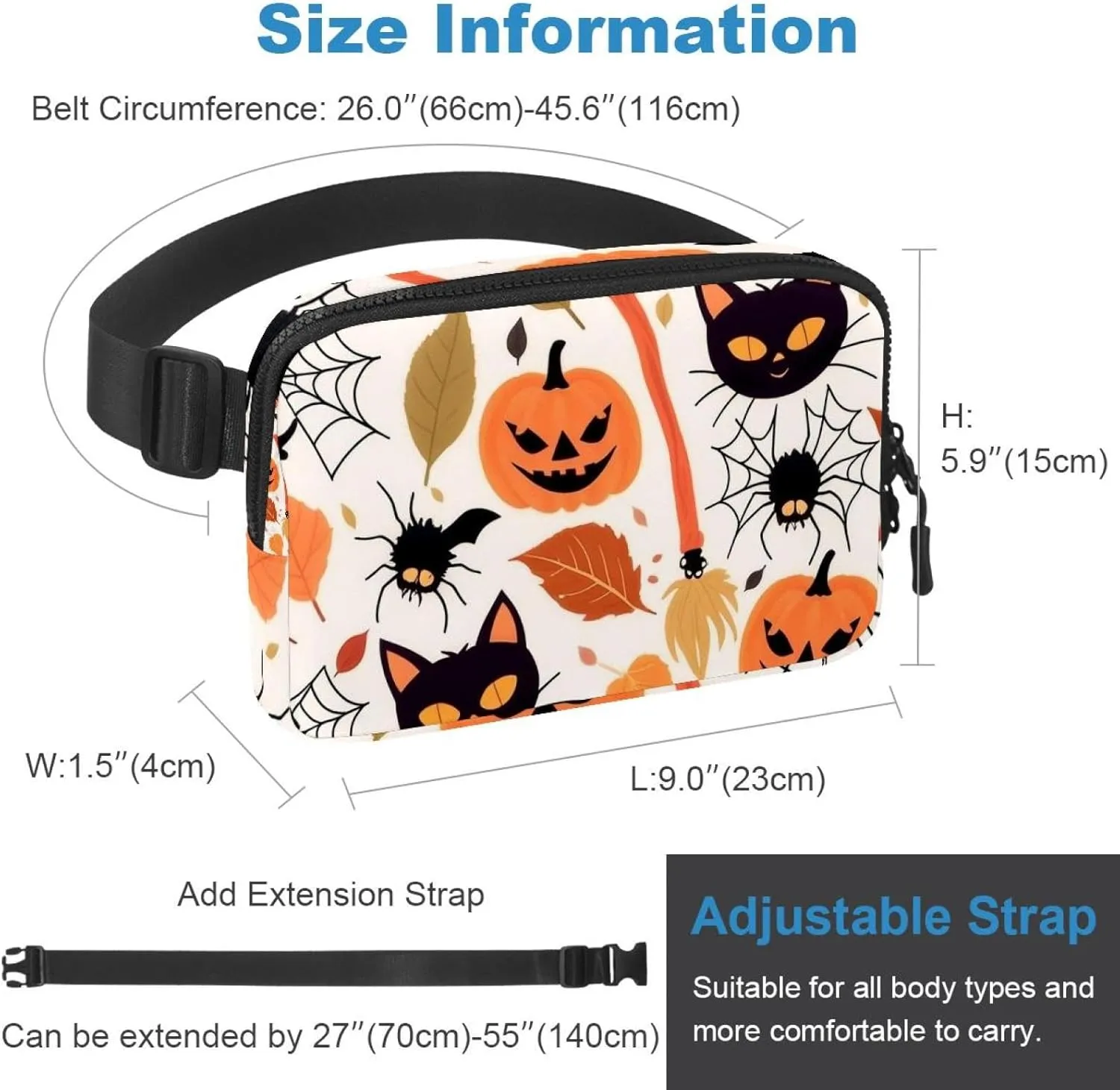 Happy Halloween-311 Belt Bag for Men and Women Fanny Pack,Belt Bag with Adjustable Strap,Fashion Crossbody Everywhere Belt Bag for Travel Outdoors Running Hiking
