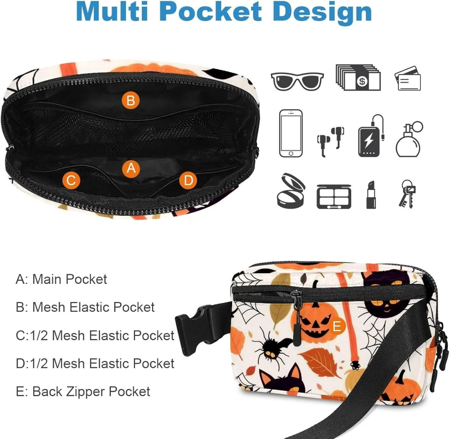 Happy Halloween-311 Belt Bag for Men and Women Fanny Pack,Belt Bag with Adjustable Strap,Fashion Crossbody Everywhere Belt Bag for Travel Outdoors Running Hiking