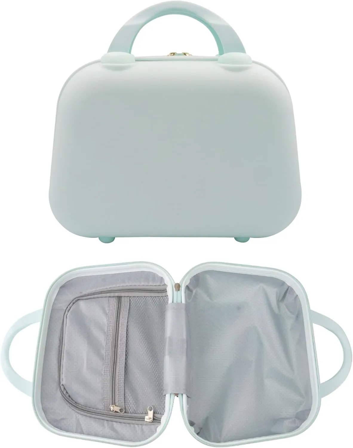 Hard Shell Travel Cosmetic Case, 12 Inch Hardshell Suitcase Mini Toiletry Bag, Luggage Beauty Case with Strap Light Blue