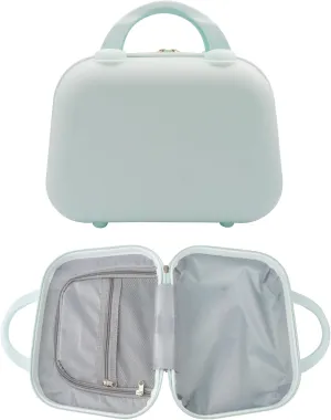 Hard Shell Travel Cosmetic Case, 12 Inch Hardshell Suitcase Mini Toiletry Bag, Luggage Beauty Case with Strap Light Blue