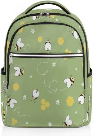 Hard Working Bee Collects Honey Travel Laptop Backpack Lightweight Laptop Bag Casual Daypack Business Backpack with Adjustable Shoulder Straps for Women Men