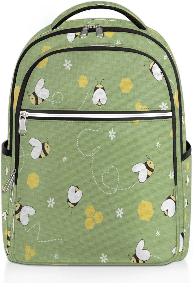 Hard Working Bee Collects Honey Travel Laptop Backpack Lightweight Laptop Bag Casual Daypack Business Backpack with Adjustable Shoulder Straps for Women Men