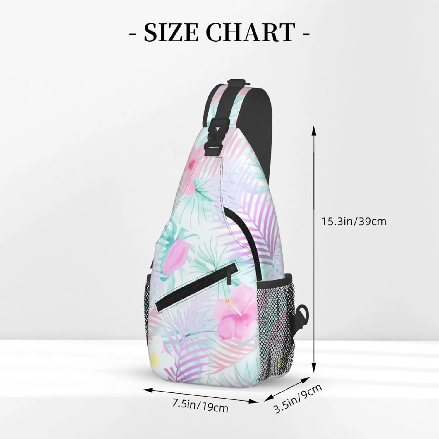 Hawaii Chest Sling Bag Tropical Palm Leaves Crossbody Shoulder Backpack Adjustable Travel Hiking Casual Daypack