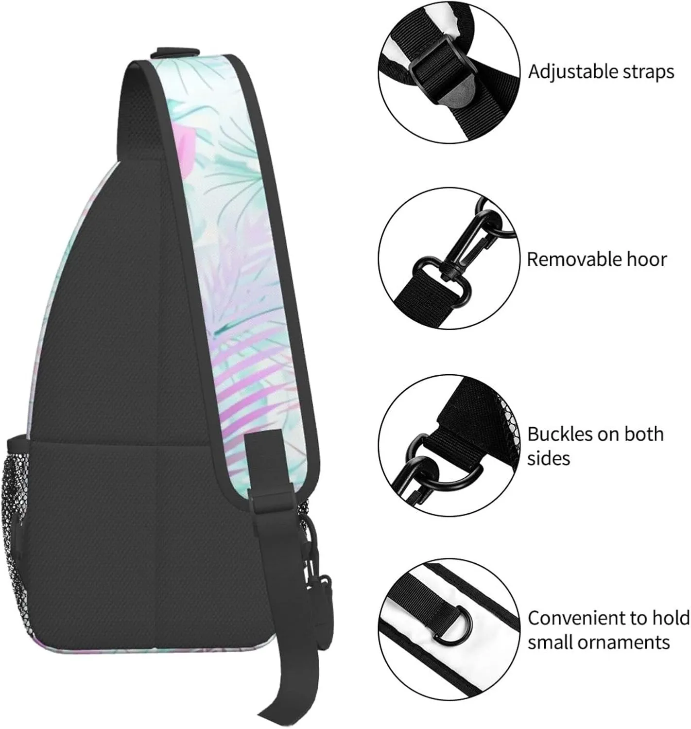 Hawaii Chest Sling Bag Tropical Palm Leaves Crossbody Shoulder Backpack Adjustable Travel Hiking Casual Daypack