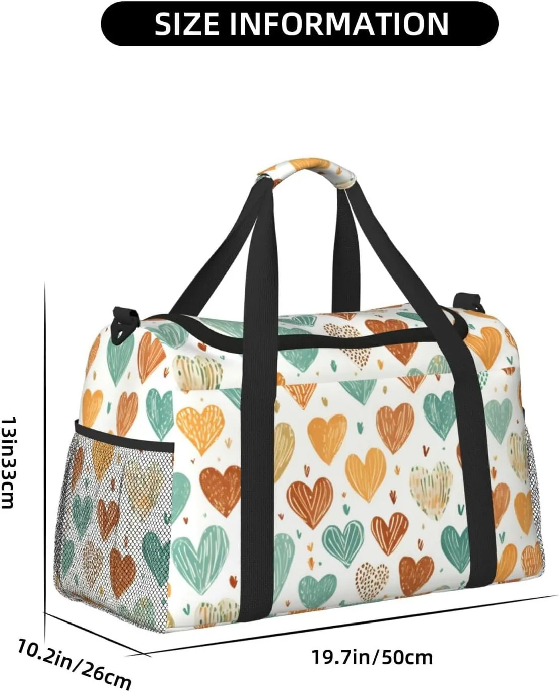 Heart Valentine's Duffle Bag Foldable Travel Tote Bag Carry On Large Weekender Overnight Bags Waterproof Gym Bag For Women Men