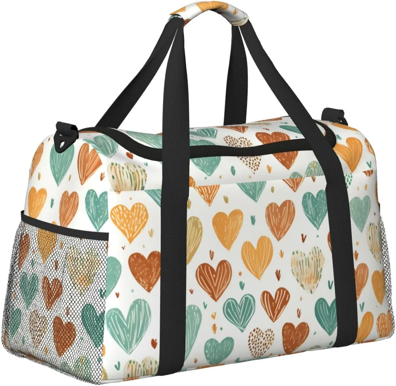Heart Valentine's Duffle Bag Foldable Travel Tote Bag Carry On Large Weekender Overnight Bags Waterproof Gym Bag For Women Men