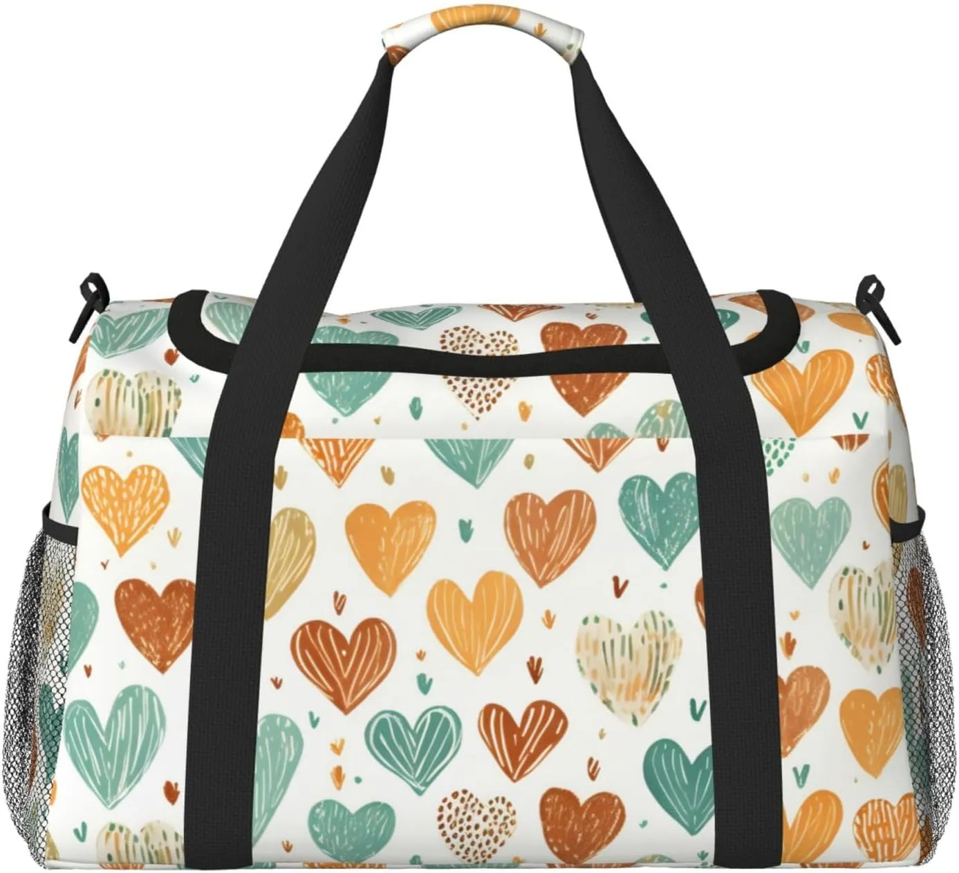Heart Valentine's Duffle Bag Foldable Travel Tote Bag Carry On Large Weekender Overnight Bags Waterproof Gym Bag For Women Men