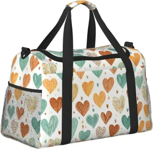 Heart Valentine's Duffle Bag Foldable Travel Tote Bag Carry On Large Weekender Overnight Bags Waterproof Gym Bag For Women Men