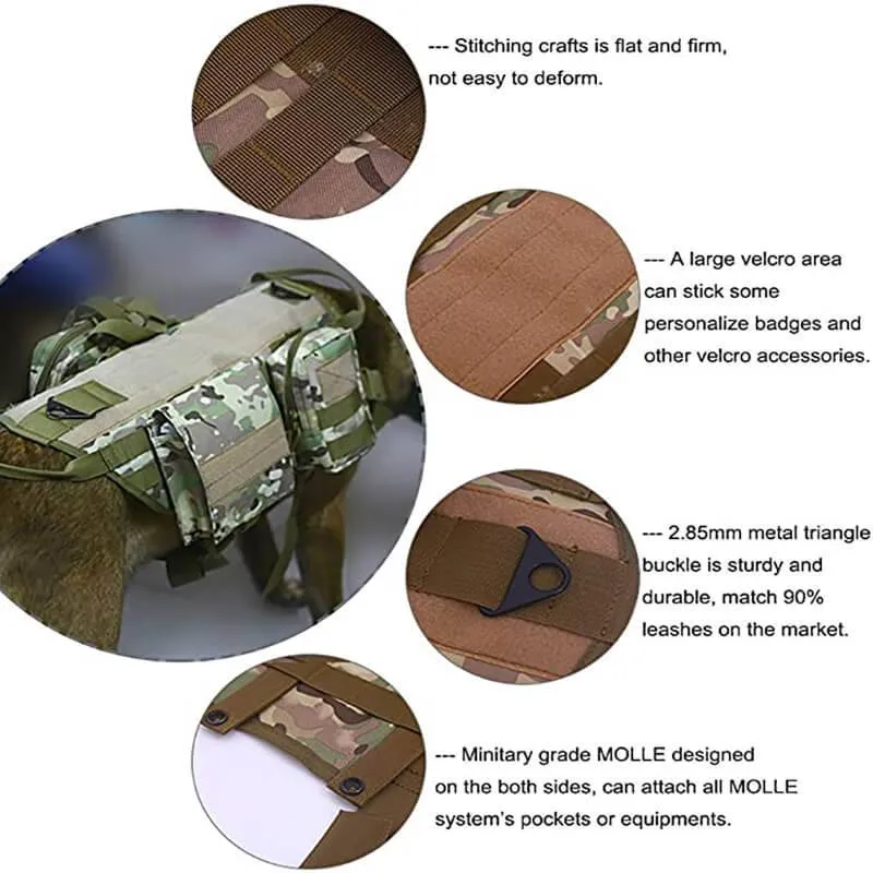 Heavy-Duty Adjustable Military K9 Tactical Dog Harness Vest for Training and Service