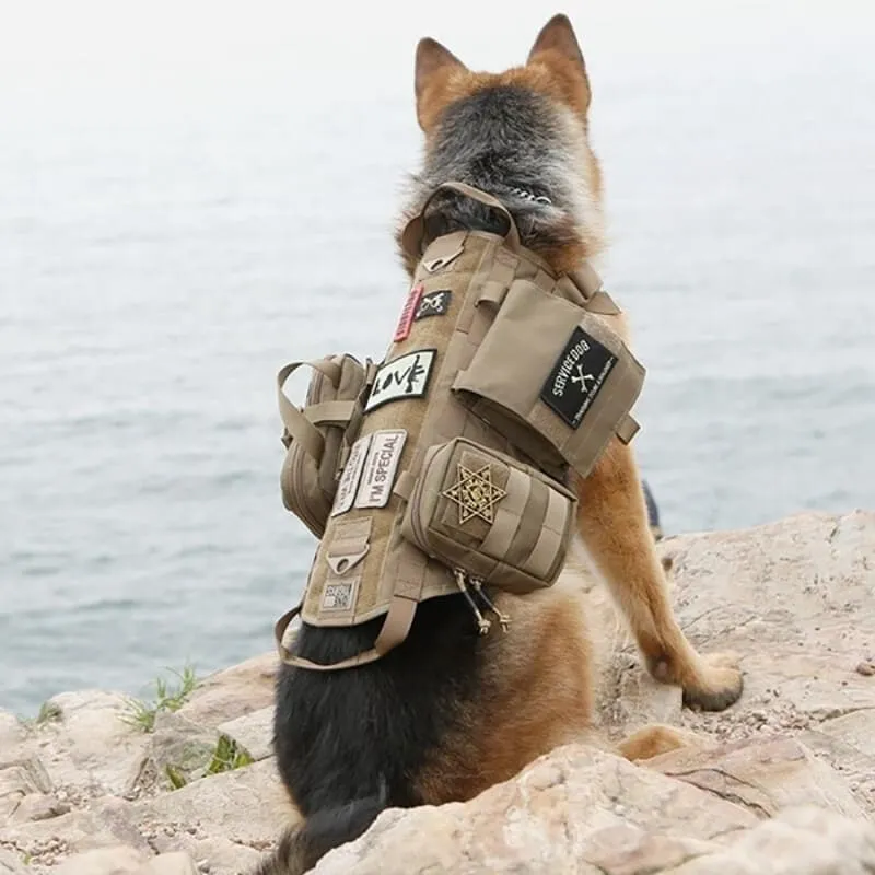 Heavy-Duty Adjustable Military K9 Tactical Dog Harness Vest for Training and Service