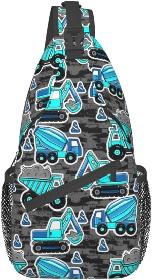 Heavy Machinery Mud Truck Excavator Chest Sling Bag Crossbody Shoulder Backpack Bag Gym Cycling Travel Hiking Daypack Cross bag